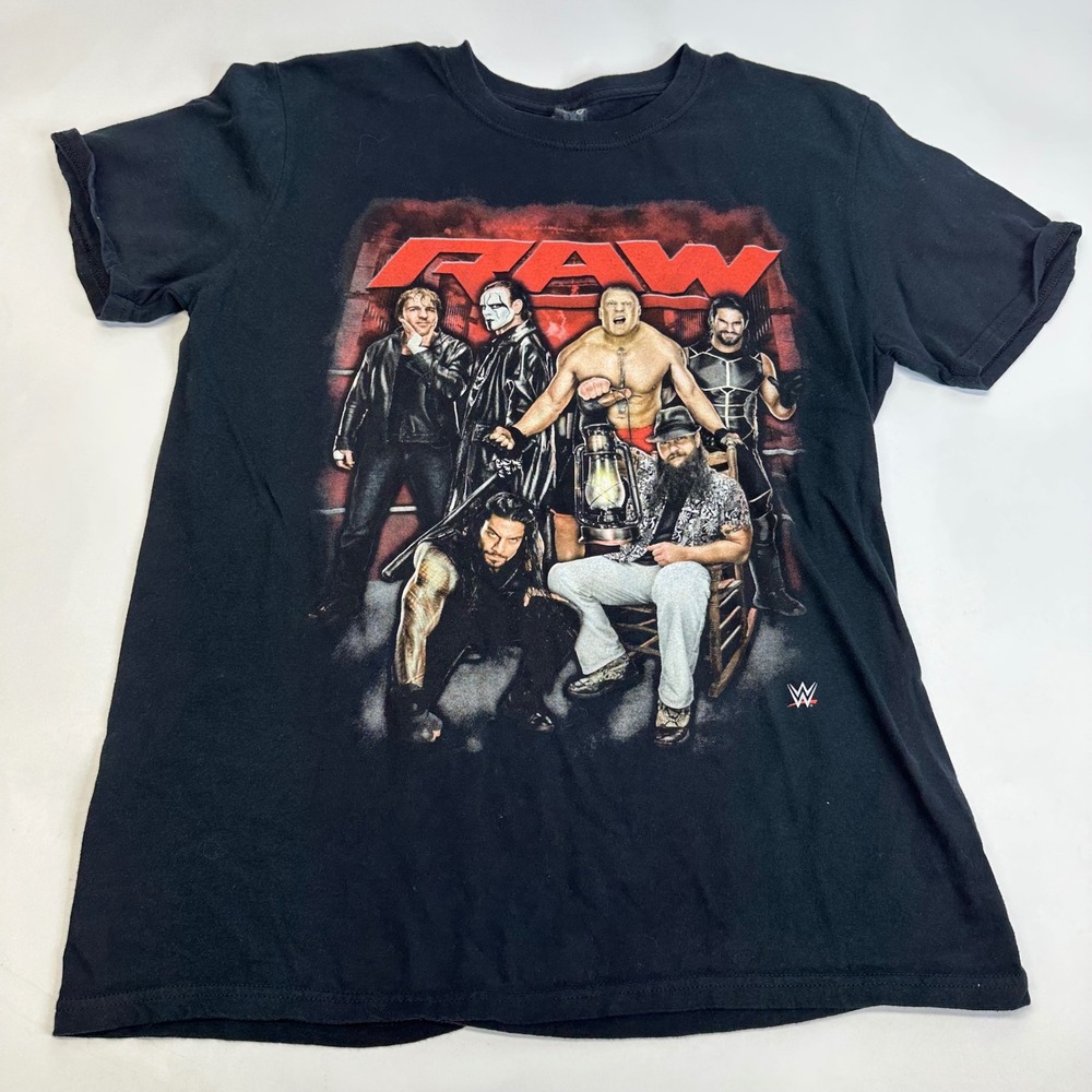 WWE RAW Wrestling Graphic T-Shirt Mens Medium Black Roman Reigns Bray Wyatt 2015